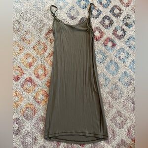 SKIMS Soft Lounge Olive Green Slip Dress